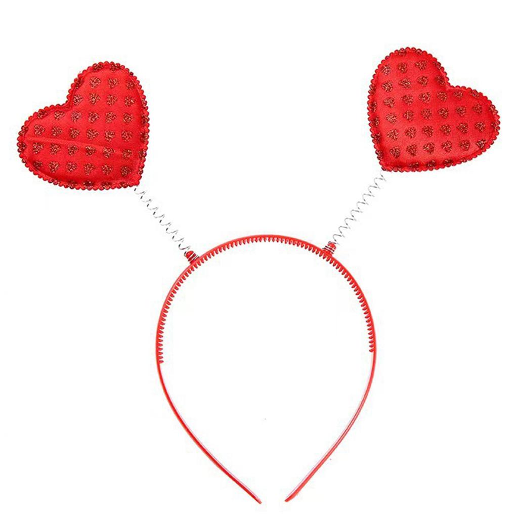 Valentines Day Cute Love Heart Headband Sequins Love Head Bopper Hair Hoop for Party Props Holiday Costume Accessory