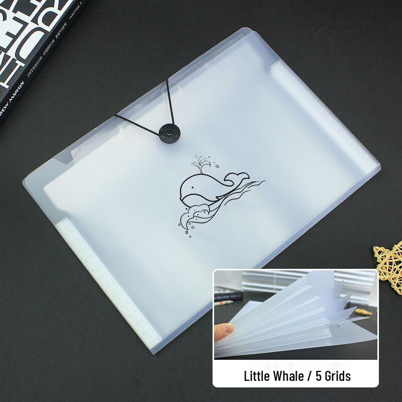 

A4 Accordion File Folder for Students - Multi-layer Document Holder and Test Paper Organizer with Book Clips 5 Pockets