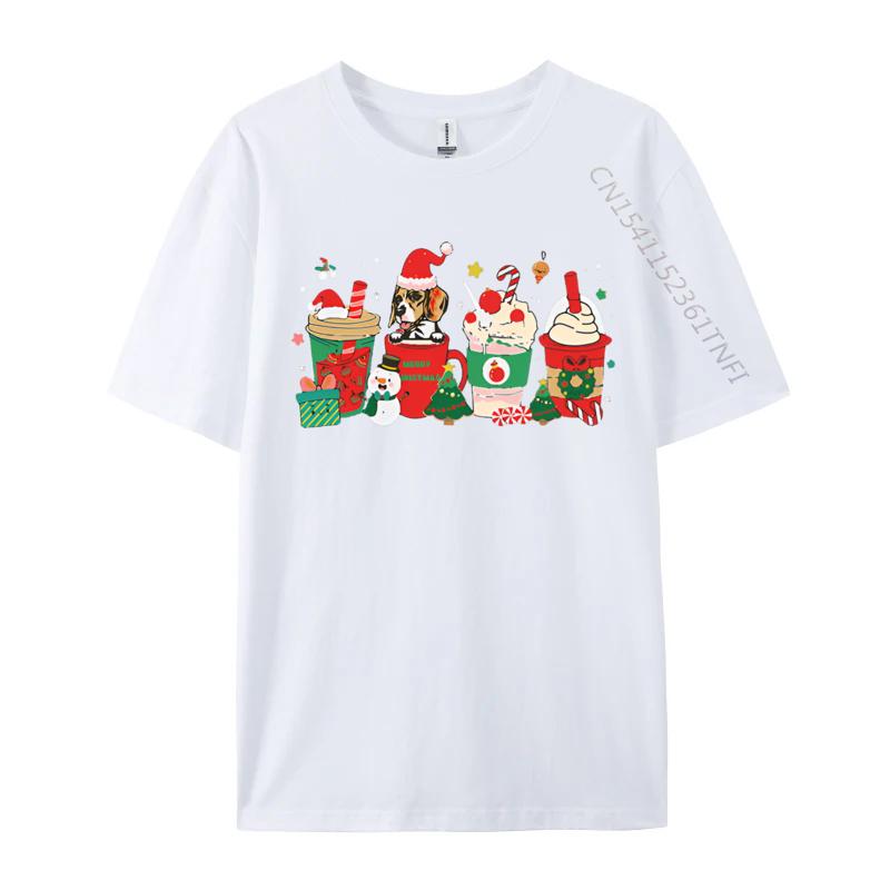 Beagle Dog Christmas Coffee For Coffe Tshirt Daily Loose Casual Tees Funny Puppy Lover Graphic Novelty Tee For guys S