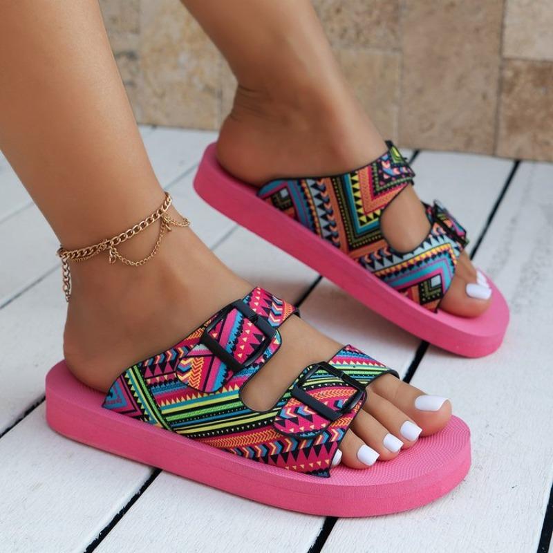 Spot Sommer Neu Dicke Sohle Farbkombination Klettverschluss Europäischer und Amerikanischer Berühmter Stil Strand Sandalen Damen