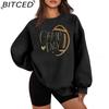 BITCED Relaxed Fit Letter Print O-Neck Sweatshirt