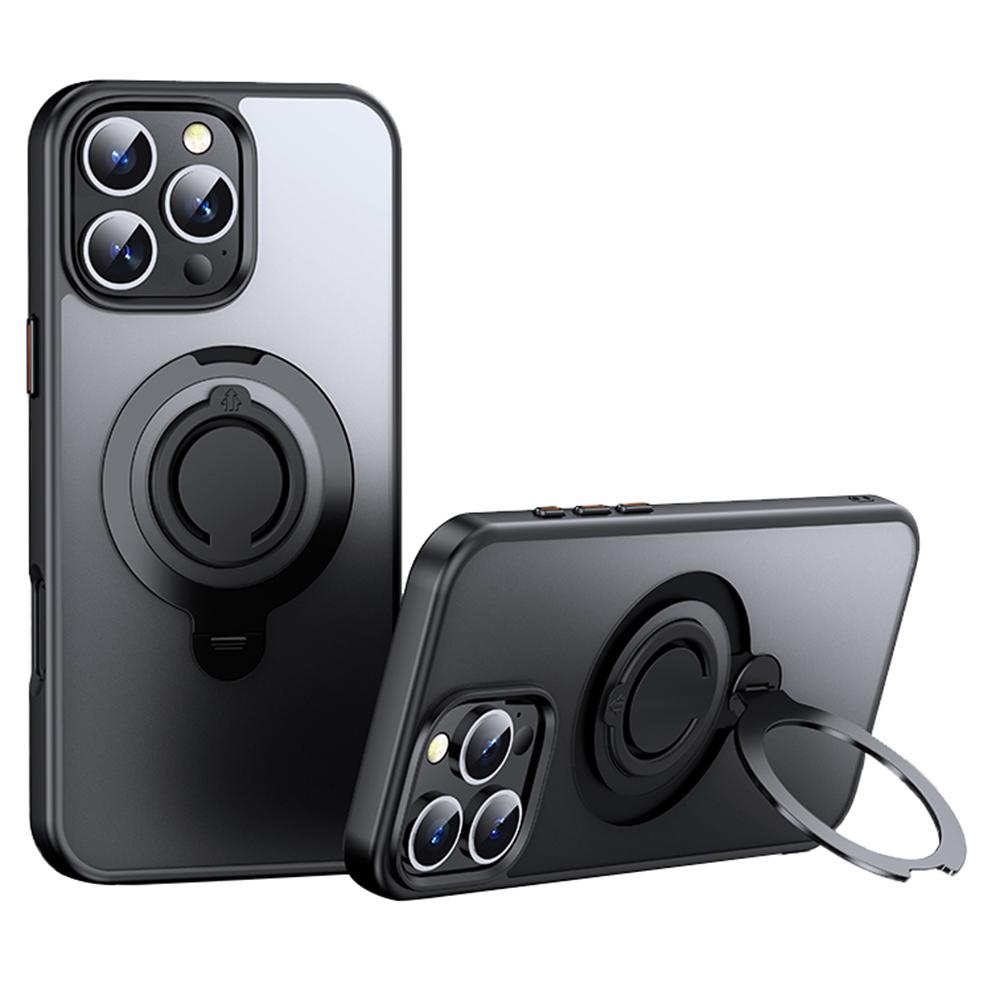 For iPhone 16 Pro Case Compatible with MagSafe Kickstand Matte PC+TPU Phone Cover with Silicone Ring