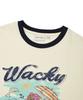 Wacky Willy Women'S Summer Graphic Ringer Semi-Over Short Sleeve T-Shirt Cream