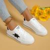 Fashion Fashion Spliced Star Decoration Non Slip Skateboard Shoes Women 2025 Autumn Soft Flat Heel Lace Up Sneakers Casual White Shoes