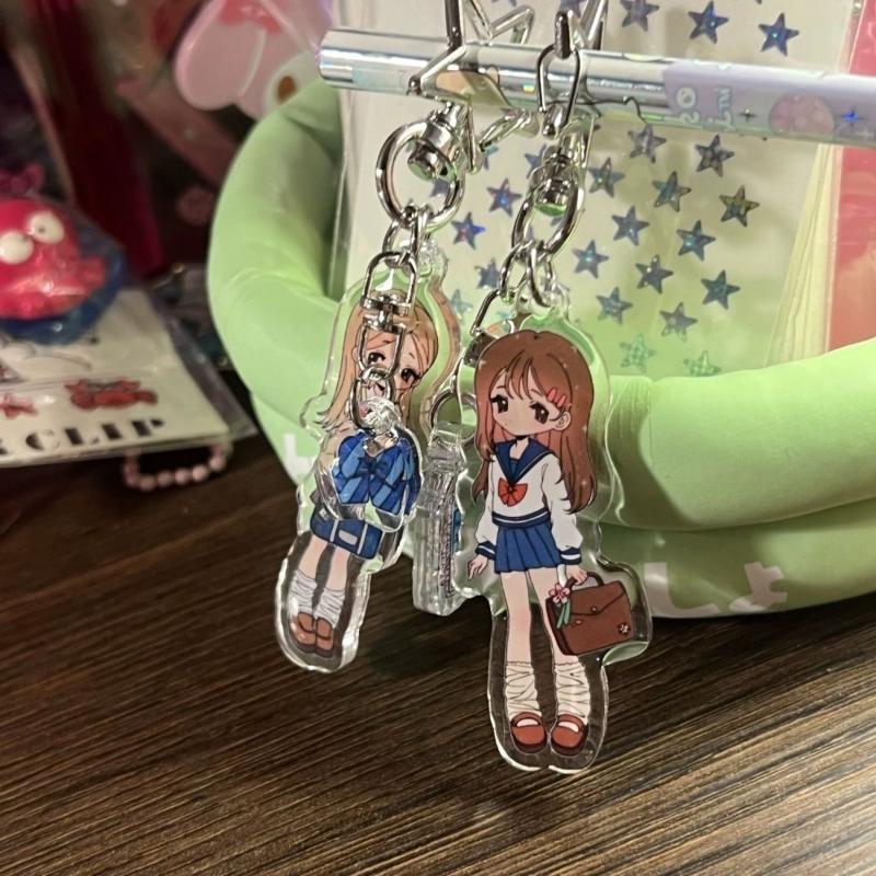 Anime Gyaru Gal Cosplay Keychain Keyring Kawaii JK Lolita Girls Students Acrylic Key Chain 2Pcs/set Bag Accessory Ornament Gift