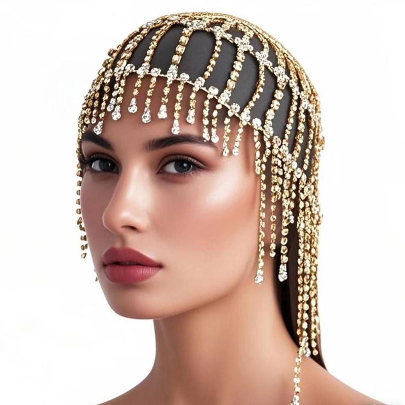Ethnische Kristall-Quasten-Kopfbedeckung für Bühnenauftritte Modenschau-Accessoires Praktisches Leichtes Design