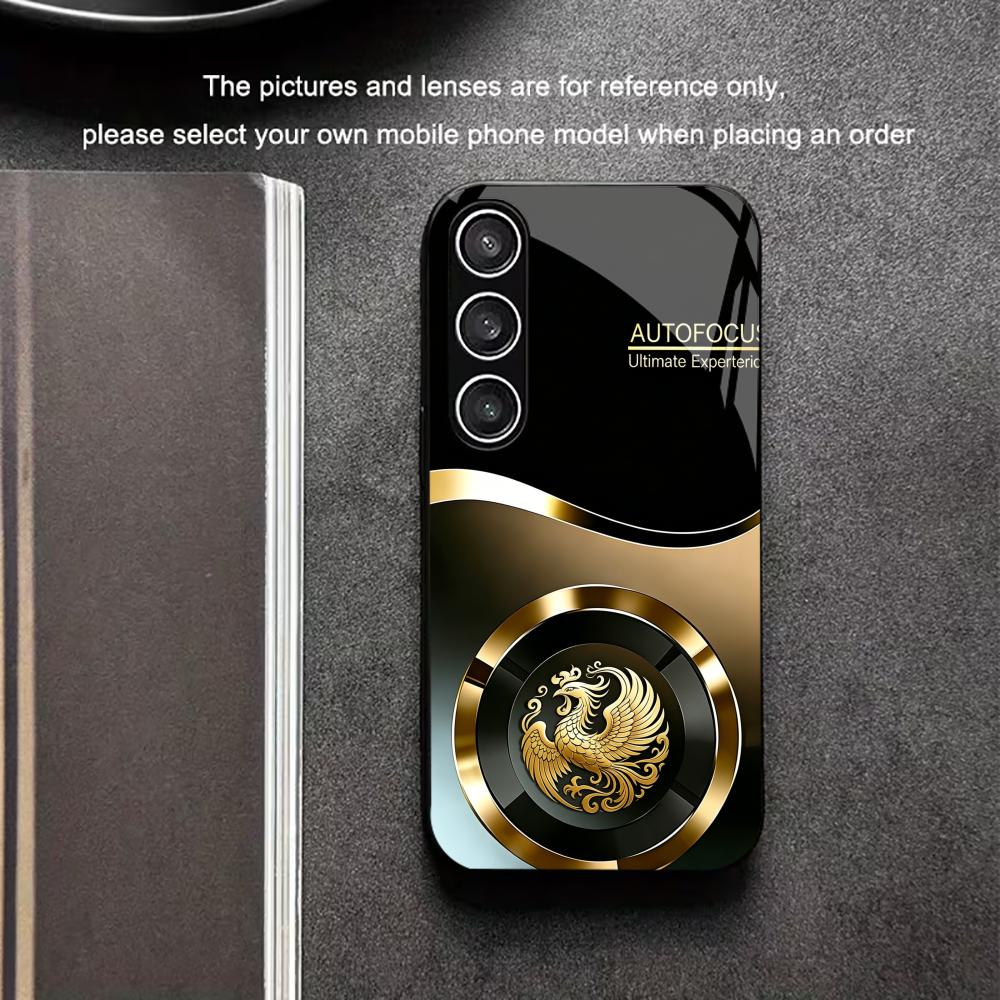 New Black Gold Phoenix Logo phone case glass s26 ultra case mobile phones for Samsung Galaxy S26 S25 S24 S23 S22 FE Ultra Plus