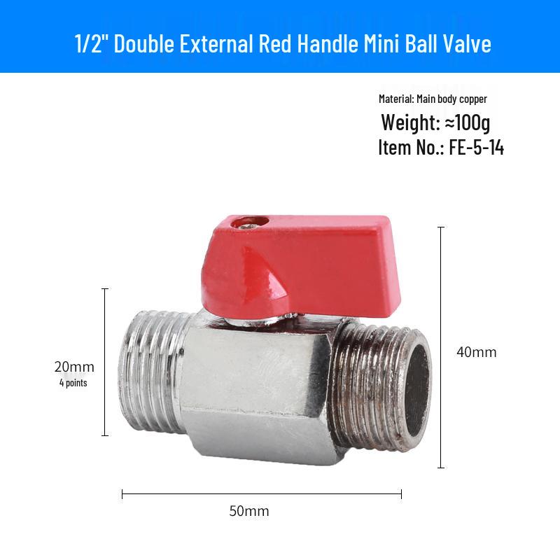 Super Short Mini Brass Ball Valve, 1/8" - 1/2" Thickened Male & Female Valve Switch