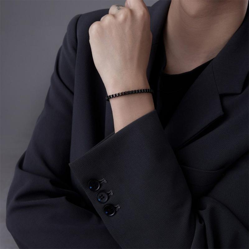 Fashion Cuban Chain Bracelet Men Black Snake Bone Link Braslet Boyfriend Gift Hiphop Cool Biker Hand Accessories Wrap Braclet