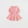 Spring Casual Dress for Baby Cotton Solid Long Sleeve Dress Infant Girl Clothing