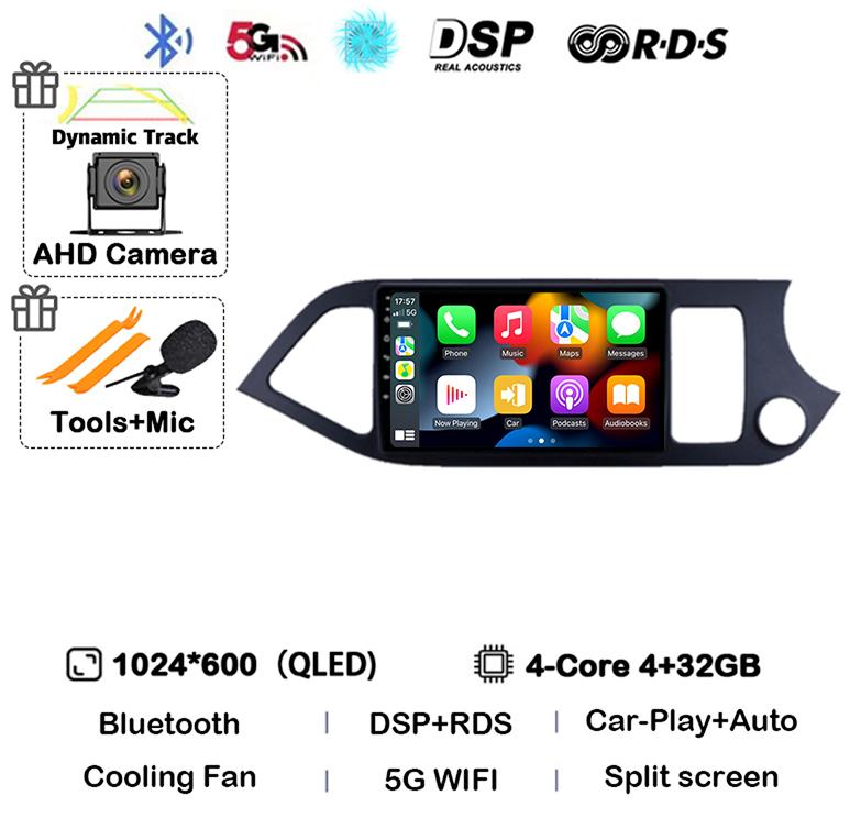 Android 14 WIFI+4G Carplay For KIA PICANTO Morning 2011 2012 2013 2014 2015 2016 RHD Car Radio GPS Multimidia Player Head Unit
