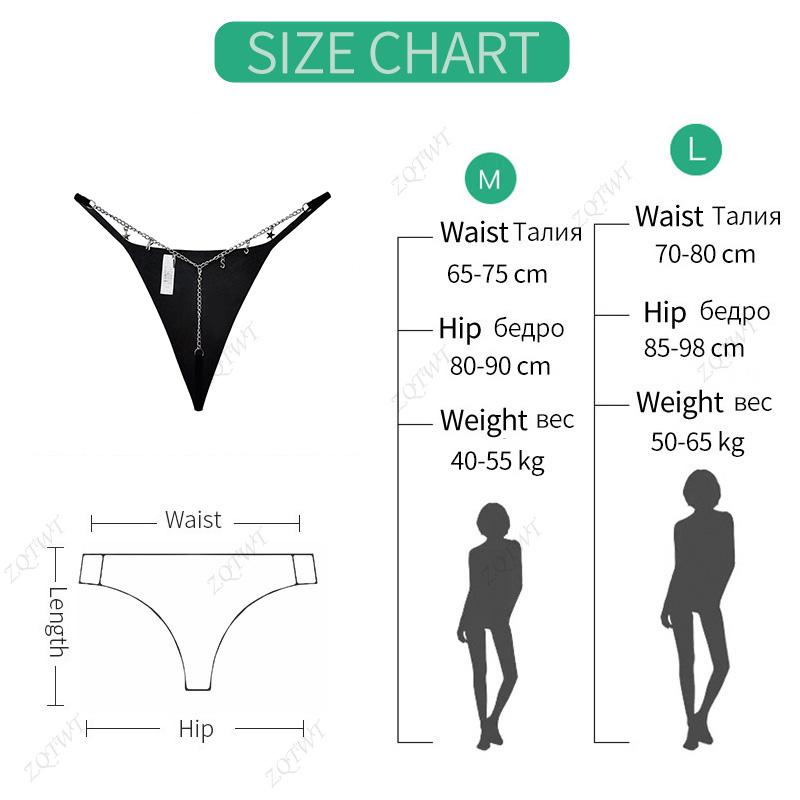 Women Panties Cotton Metal Chain G String Girls Briefs Letter Thong Erotic Underwear Low Waist Female Intimates