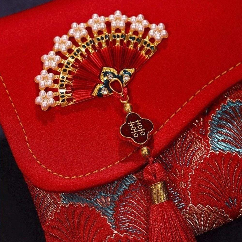 Traditional Red Envelope Best Wishes with Tassel Money Pocket Embroidery Details Handmade Brocade Bag Traditional Gift