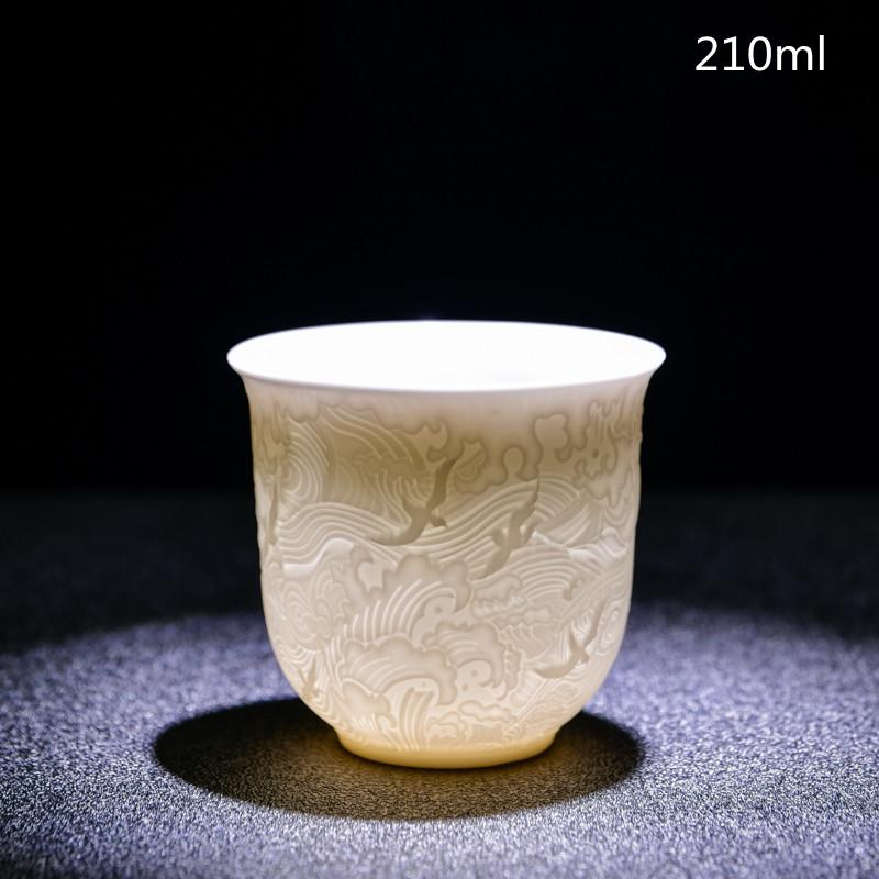 Ceai de ceai din portelan alb chinezesc de mana Bol de ceai in relief tridimensional pentru set de ceai de capacitate mare Accesorii Master Cup