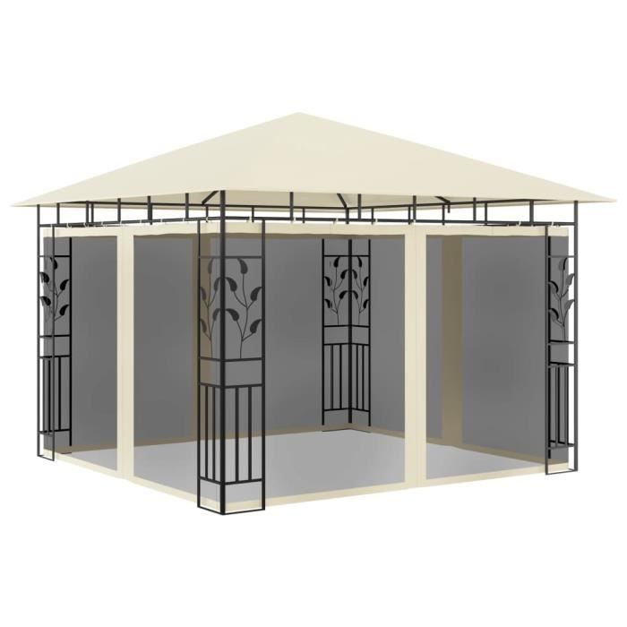 VidaXL Belvédère avec moustiquaire 3x3x2,73 m Crème 180 g/m²