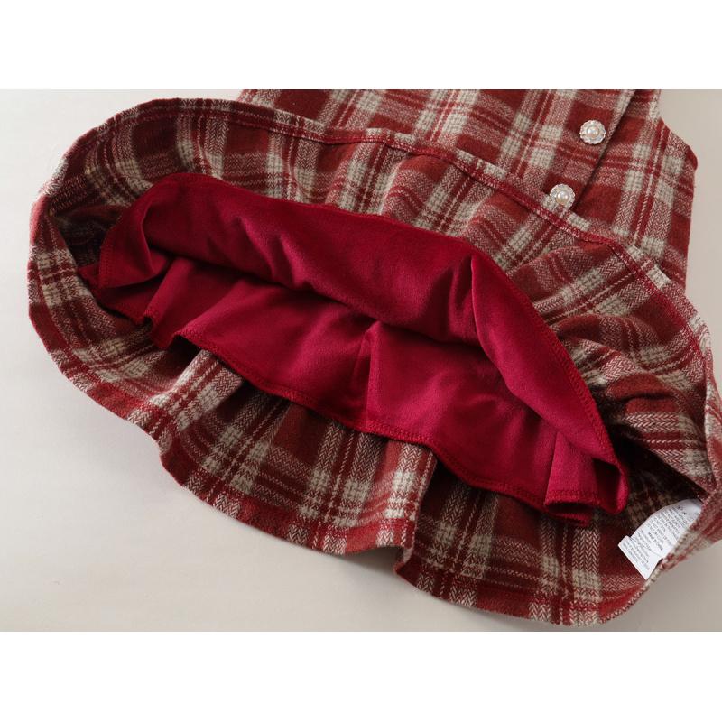 Autumn and Winter Girls Red Plaid Dress Baby Girl Western Style fashionable Plaid Vest Dress