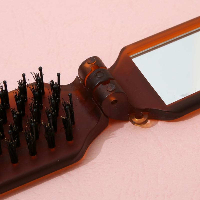 Mirror Portable Pocket Mane Bristle Hair Brush Combs Collapsible Travel Massage Comb Hair Styling Tools Salon Makeup Combs