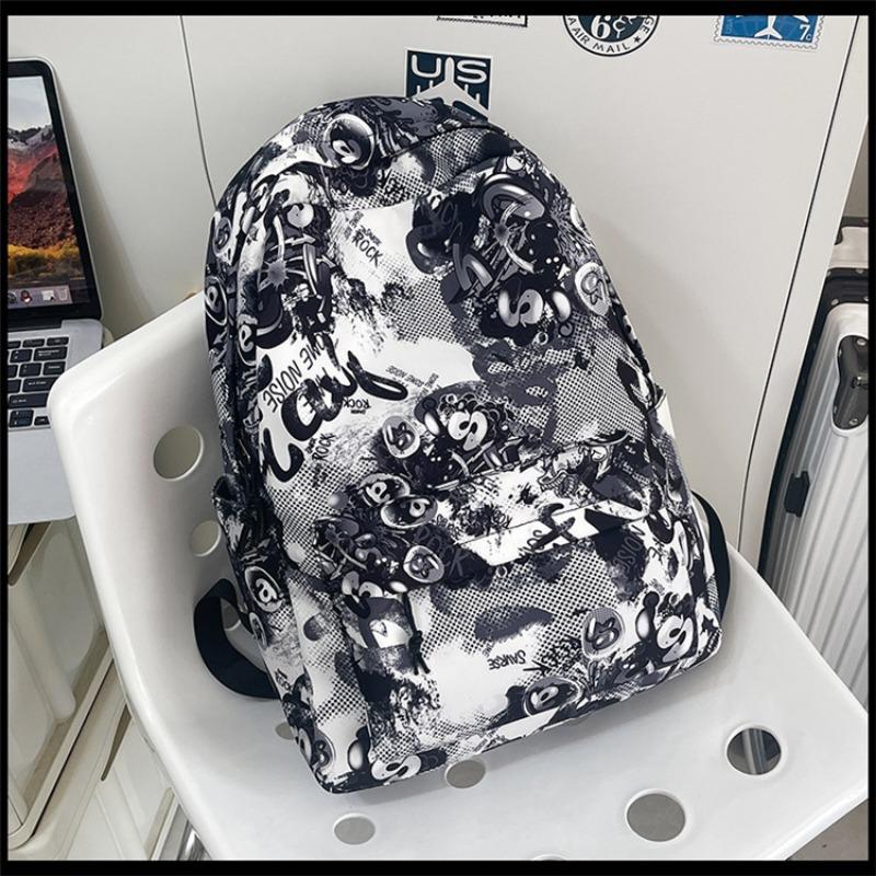High-value Personalized Graffiti Trendy Cool Contrasting Color Backpack Couple Lightweight Travel Large-capacity Backpack