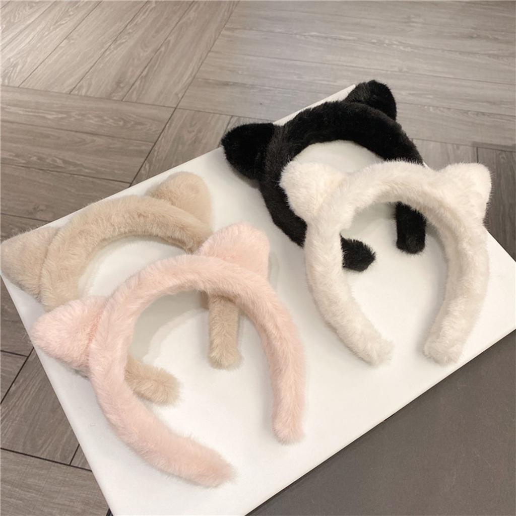 Wide Brim Cat Ear Hair Hoop Woman Casual Skincare Makeup Headband for Home Travel Carnivals Cosplay Hair Accessories