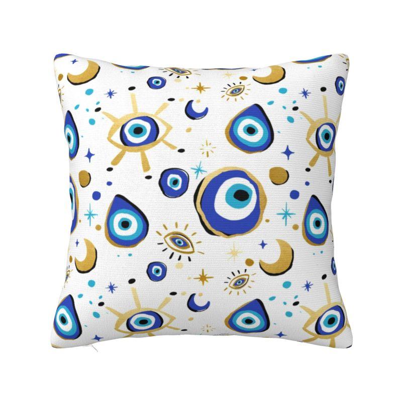 Custom Mediterranean Evil Eye Luxury Pillow Cover Home Decorative Turkish Amulet Culture Cushions for Sofa