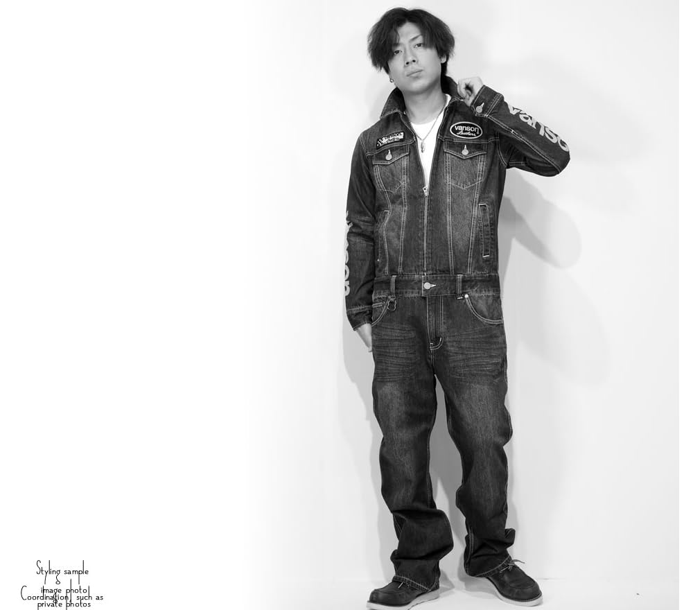 VANSON One Star Embroidered Jumpsuit for Men, Workwear, Nvao-2401 (M, Indigo)