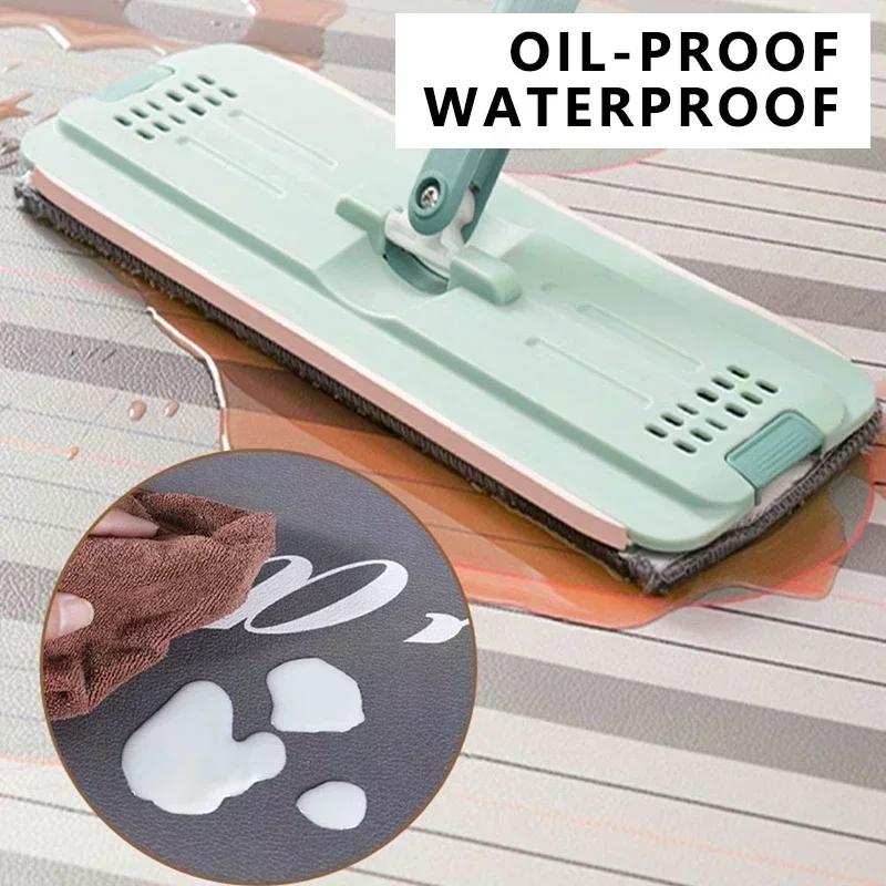 Kitchen Carpet PVC Waterproof Oil-proof Wash-free Wipeable Easy-to-care Floor Mat Oval Long Strip Soft Leather Non-slip Area Rug
