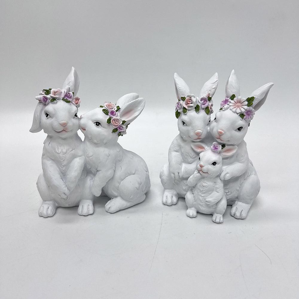 Resin Easter Bunny Figurines, Simple Leisure Cartoon Rabbit Statue, Festive Tabletop Decor for Home Living Room Garden Ornament.
