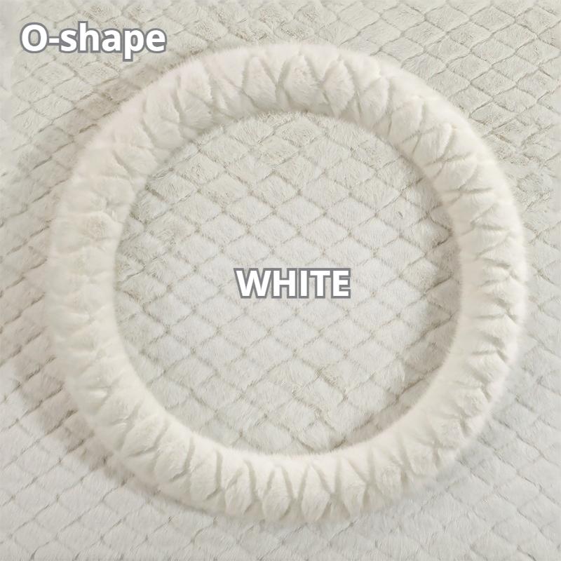 Winter Plush Steering Wheel Cover - High-Density Soft Pile, Warm and Comfortable, Fits 14.5-15 Inch Round Steering Wheels