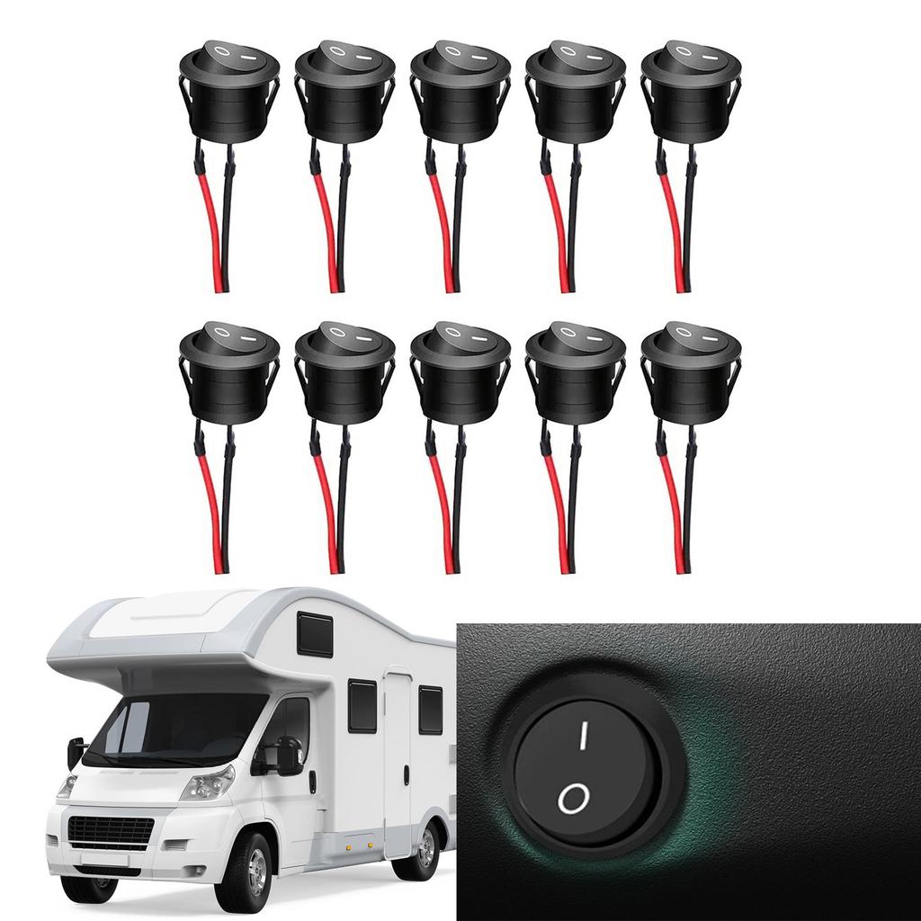 Round Rocker Switch 10Pcs Rocker Switch 12V Toggle Switch with Prewired Electrical Switches for Boats Car