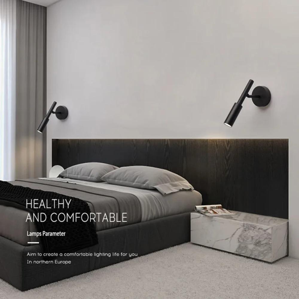 Nordic Rotatable Wall Lamps Metal Material LED COB Lightings Modern Wall Sconce Bedroom Decoration Hotel Bedside Reading Lamp
