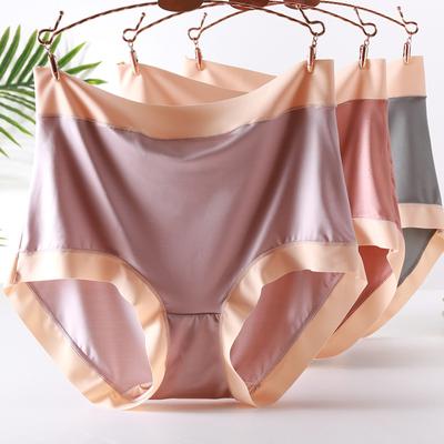 55-120KG Oversized Panties Women Satin Knicker Large Size Underwear Female High Waist Briefs Contrast Sexy Bikini Pantys