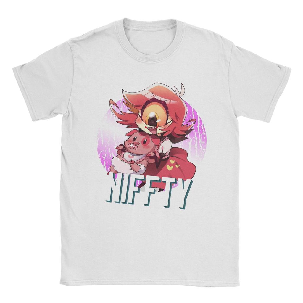 Niffty Hazbins Hotels Anime T Shirts for Men Pure Cotton Funny T-Shirt Round Collar  Tees Short Sleeve Tops 4XL 5XL
