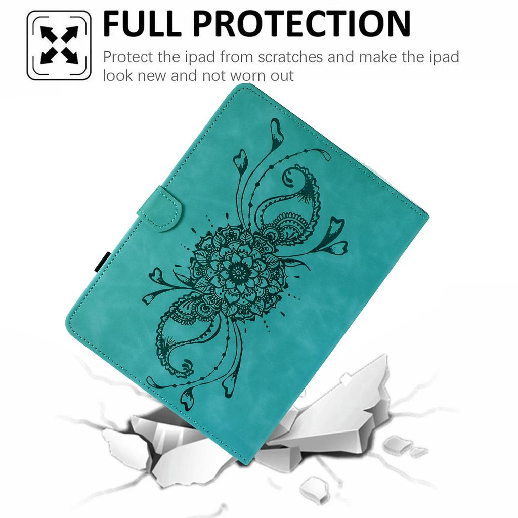 For Samsung Galaxy Tab A9 Case Mandala Imprinted Leather Tablet Cover with Card Slots