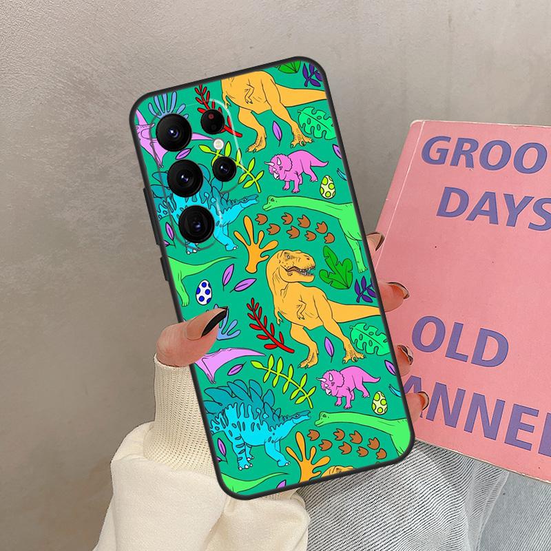 

Dino King Floral Dinosaur Funda For Samsung Galaxy S23 Ultra S8 S9 S10 Plus Note 10 20 S21 FE S20 FE S22 Ultra Case Galaxy S10e