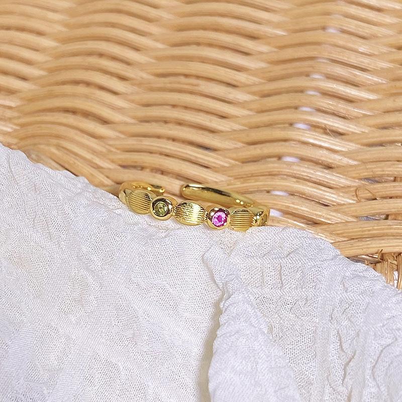 Gold Medieval Simple And Exquisite Light Luxury Zir*****Pen Ring Female Niche Design French High-End Ring