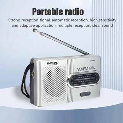 BC-R21 Tragbarer AM-FM-Radioempfänger-Player Eingebauter Lautsprecher mit Standard-3,5-mm-Kopfhörern Handgehalten Leichtgewicht Ultradünn