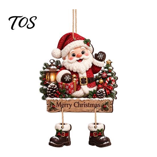 Rustic Xmas Wall Plaque Christmas Wooden Hanging Sign, Decorative with Hemp Rope, 2D Gift for Friends Flat Tree Pendant Holiday Home Door Fireplace