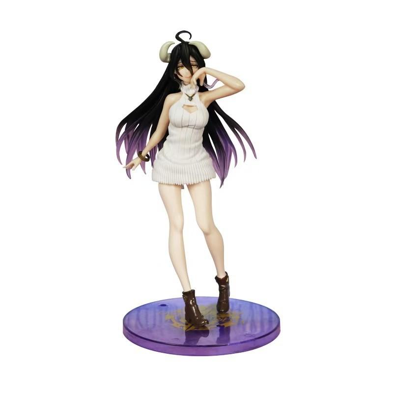 White Albedo Overlord Knitted Sweater Standing Posture Model Figurine Anime Doll