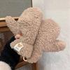 Neck Soft Plush Solid Color Warm Winter Double Layer Bear Hair Mittens All Fingers Winter Gloves