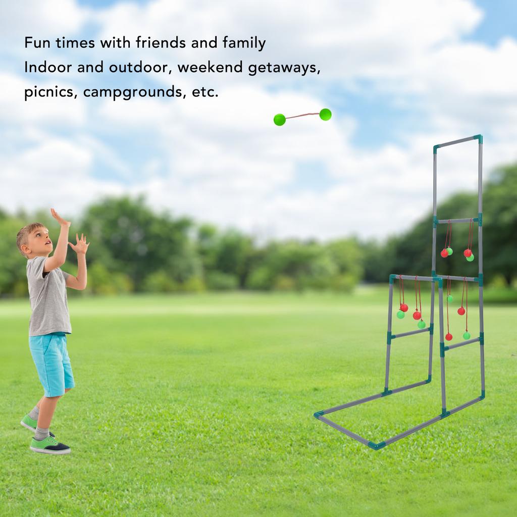 Ladder Ball Game with 12 Throwing Balls Double Layer Complete Ladder Toss Game for All Skill Level Indoor Outdoor
