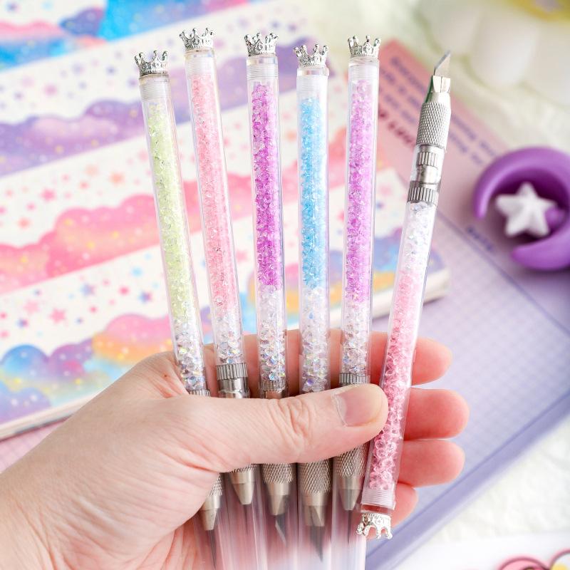 Kawaii Crown Bubble Utility Knife Cute Sharp Blade Pen Knife DIY Paper Cutter Sticker Envelopes Opener Office Cutting Tools
