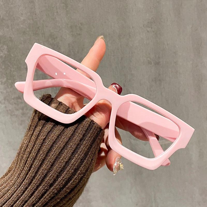 Thick Edged Square Computer Eyeglass Women Men  Anti Blue Light Plain Glasses Vintage Colorful Oversized Optical Eyeglasses