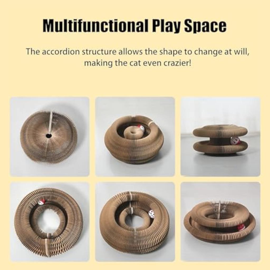Foldable Flexible Cat Scratcher Boopz Bell-Ball for Cats Accordion Cardboard Interactive & Transformable Scratching Toy