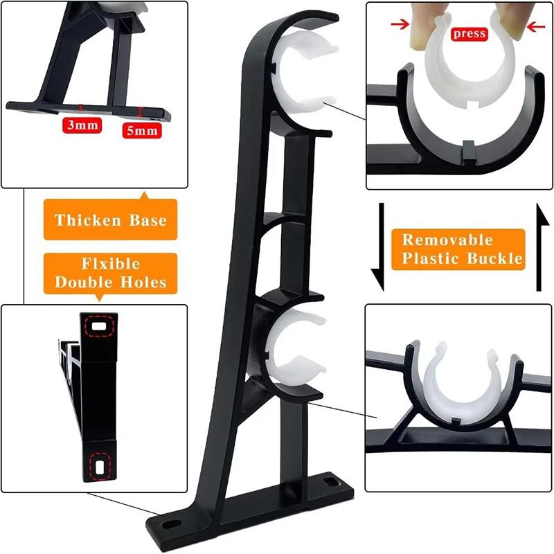 1Pc Double Curtain Rod Brackets Wall Curtain Rod Retainers Bracket Curtain Rod Hooks Aluminum Alloy Curtain Rod Window Hardware
