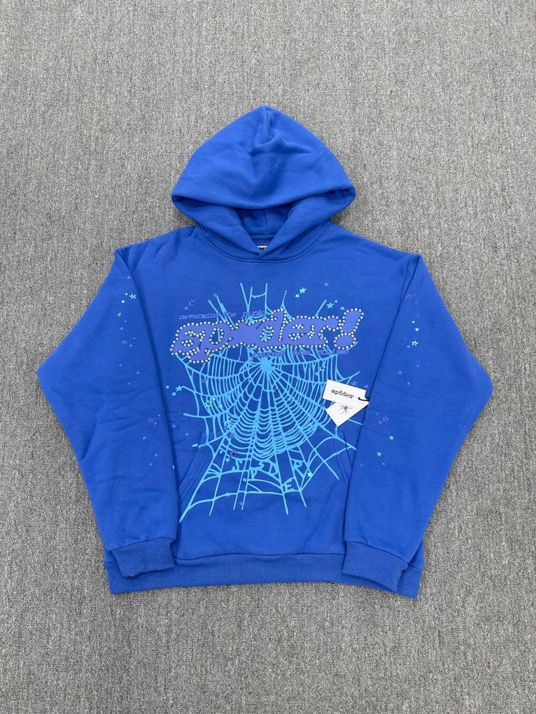 Spider Web Print Men's Heavyweight Hoodie - Trendy, Loose Fit with Plus Velvet