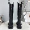 Lange Stiefel Damen Flacher Boden Höhenverstellbar Herbst Neu Britischer Stil Hoher Schaft Dünn Reißverschluss Hinten Ritterstiefel