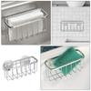 Stainless Steel Multi-Functional Sponge Drainer Rack with Suction Cups Kitchen and Bathroom Sink Organizer for Sponges Brushes