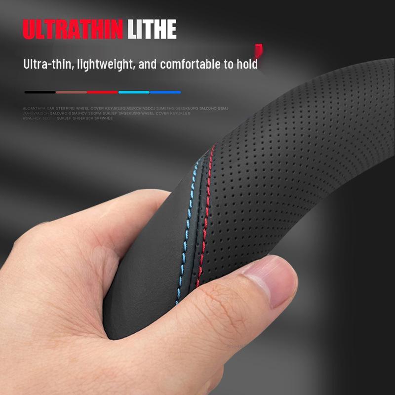 BAIC New Energy Beijing EU5plus Leather Steering Wheel Cover: All-Season, No-Sew, Anti-Slip, Thin Design