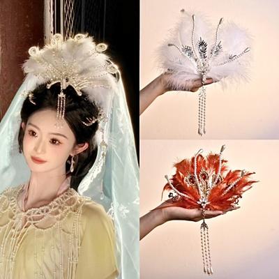 Fee Chinesisches Hanfu Haarkrone Schmuck Fee Feder Tiara Strass Phönix Krone Jungen/Mädchen