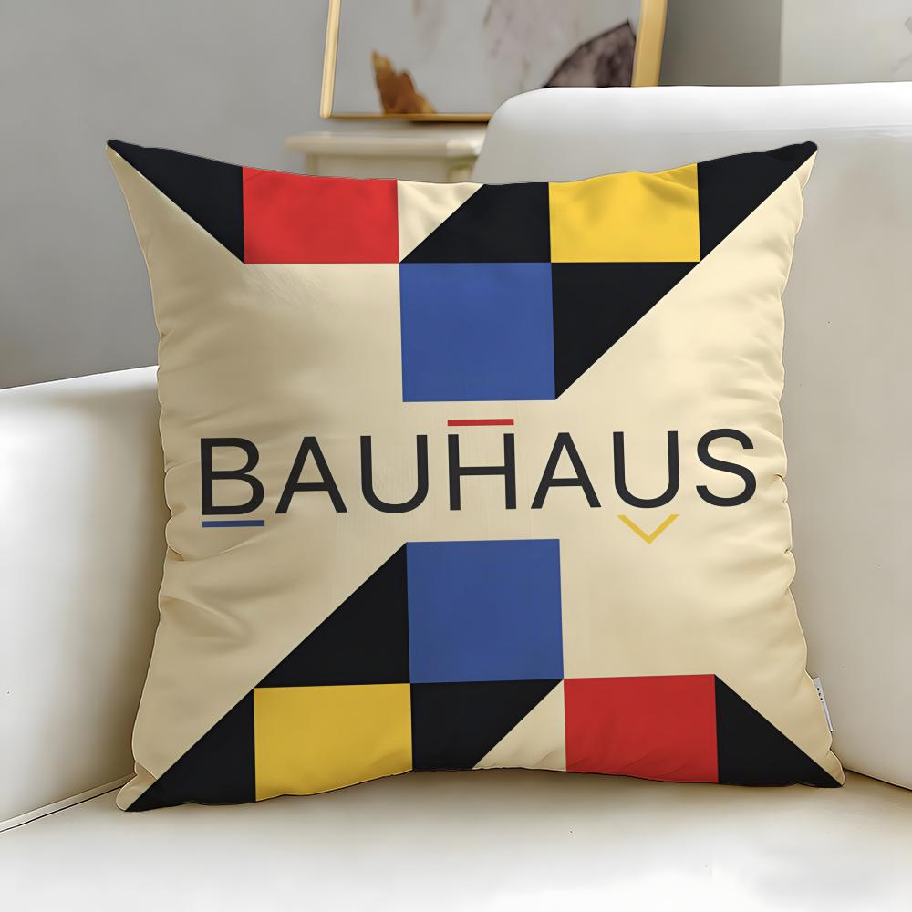 Classic Art Theme Bauhaus Geometry Cushion Cover Soft  EasyWash Pillow Case  Versatile for Couch Bed Travel and Office